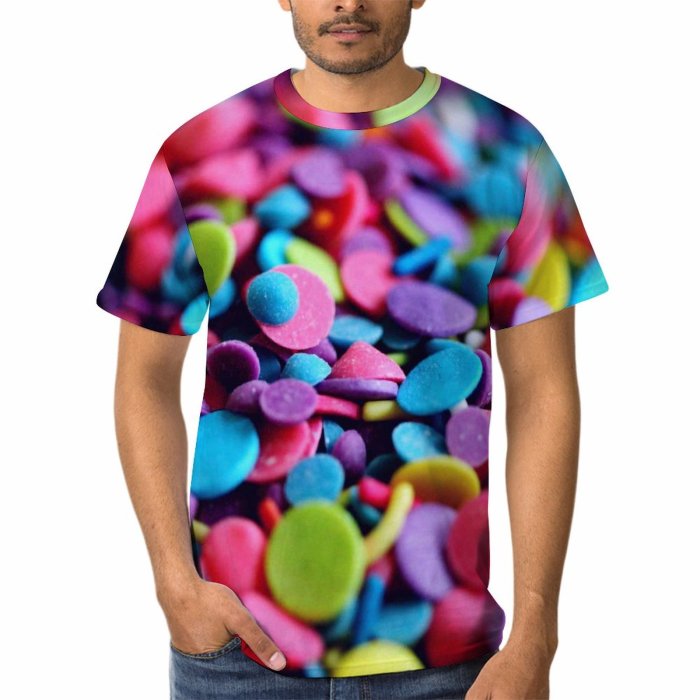 yanfind Adult Full Print T-shirts (men And Women) Sugar Health Shining Delicious Sticky Beads Vitamin Abundance Stacks Motley