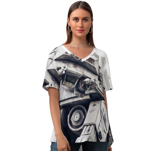yanfind V Neck T-shirt for Women Vista Star Lake Machine United Wars Buena Trooper Stock At-At States Storm Summer Top  Short Sleeve Casual Loose
