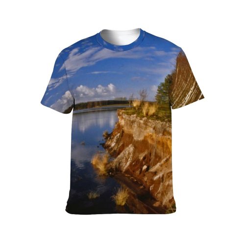 yanfind Adult Full Print Tshirts (men And Women) Landscape Trees Woods Scenery Sky Clouds Reflection Shore
