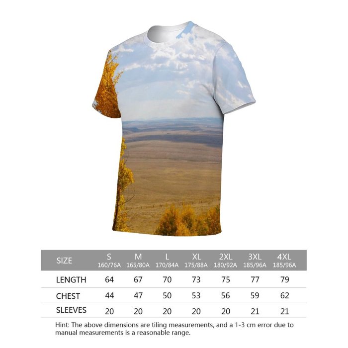 yanfind Adult Full Print Tshirts (men And Women) Autumn Fall Foliage Forest Golden Landscape Aspen Tree Natural Leaves Gold Woods