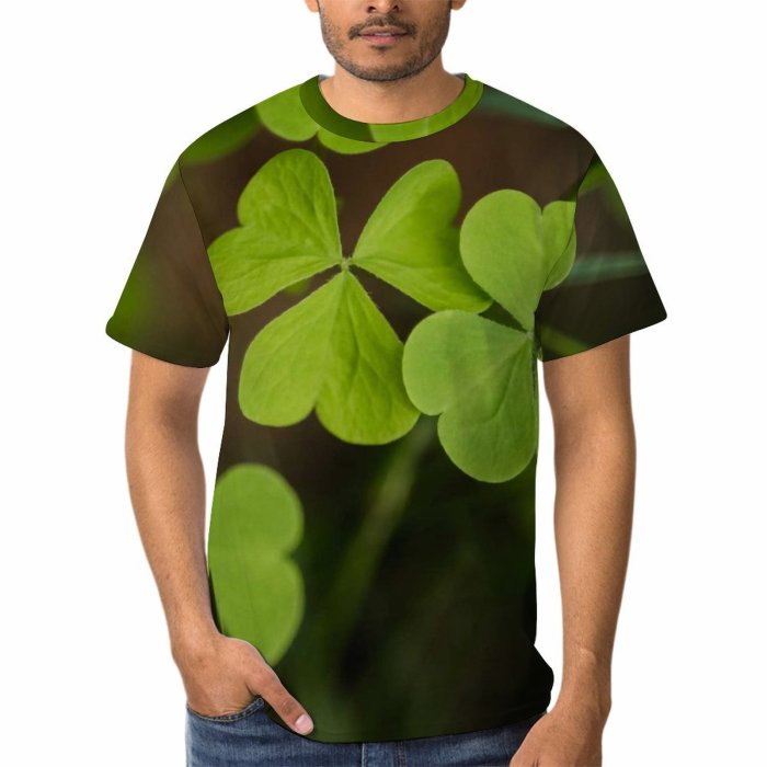 yanfind Adult Full Print T-shirts (men And Women) Light Summer Garden Luck Grass Leaf Flower Flora Growth Beautiful Lucky Celtic