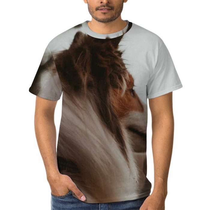 yanfind Adult Full Print T-shirts (men And Women) Snow Winter Dog Pet Cute Fur Wolf Portrait Outdoors Side