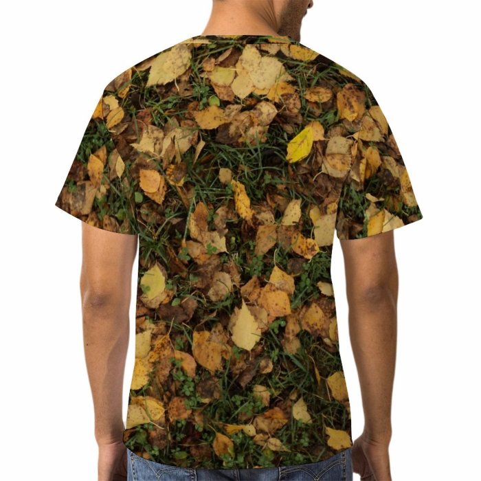 yanfind Adult Full Print Tshirts (men And Women) Fall Autumn Leaves Grass Ground Texture