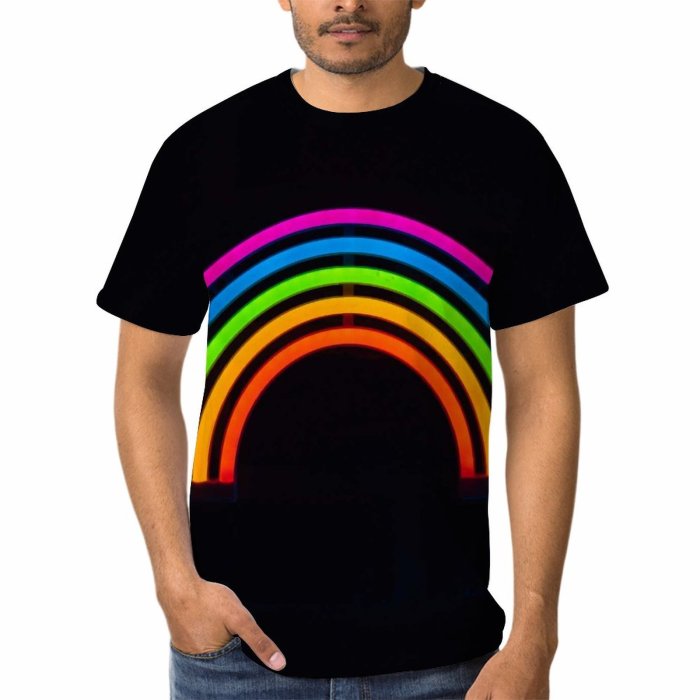 yanfind Adult Full Print T-shirts (men And Women) Light Art Dark Curve Abstract Design Creativity Artistic Motley Round