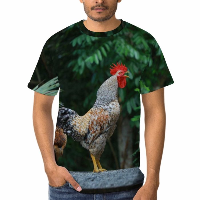 yanfind Adult Full Print T-shirts (men And Women) Wood Bird Summer Garden Farm Grass Chicken Beak Hen Outdoors Wildlife Feather