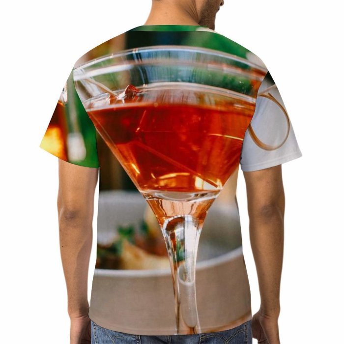 yanfind Adult Full Print T-shirts (men And Women) Wood Bar Party Cocktail Glass Beer Wine Classic Traditional Still Vodka