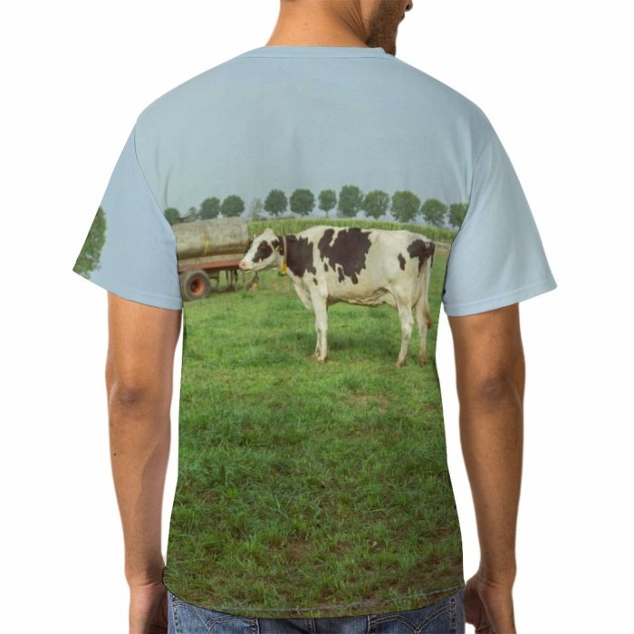 yanfind Adult Full Print T-shirts (men And Women) Milk Rural Farmland Dairy Hayfield Pastoral Beef Cattle