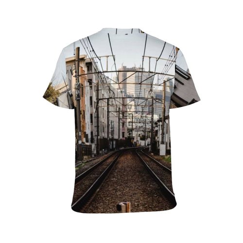 yanfind Adult Full Print T-shirts (men And Women) Light Road Street Train Travel Station Iron Urban Wire Electricity Railway