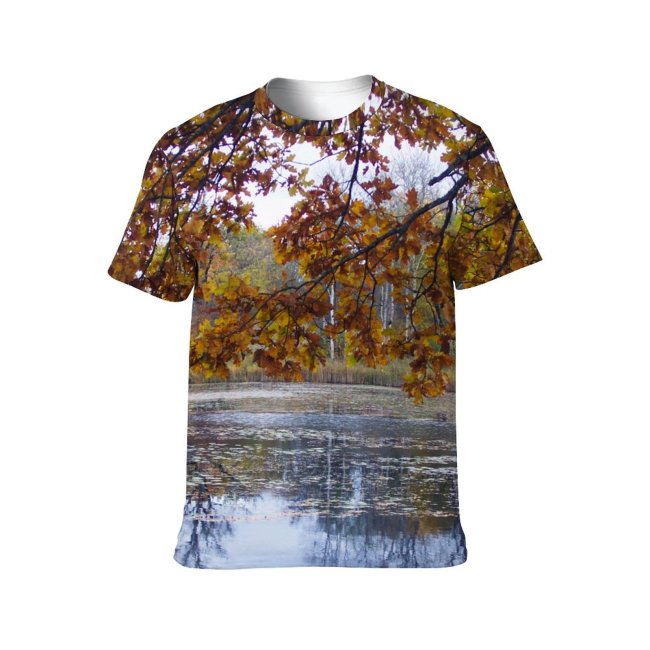 yanfind Adult Full Print Tshirts (men And Women) Leafs Tree Branch Lake Autumn Reflection