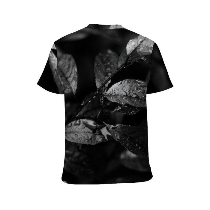 yanfind Adult Full Print T-shirts (men And Women) Leaves Droplets Tones Contrast Simplicity Abstract Tree Bspo06 Blackandwhite