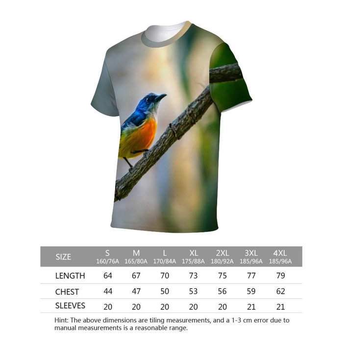 yanfind Adult Full Print T-shirts (men And Women) Leaf Wild Tropical Little Robin Rainforest Daylight Migration Birdwatching