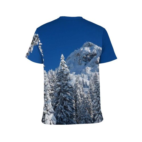 yanfind Adult Full Print T-shirts (men And Women) Sky Snow Snowcapped Trees Winter