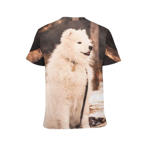 yanfind Adult Full Print T-shirts (men And Women) Snow Wood Winter Dog Fog Tree Wolf Fall Portrait Outdoors Frosty