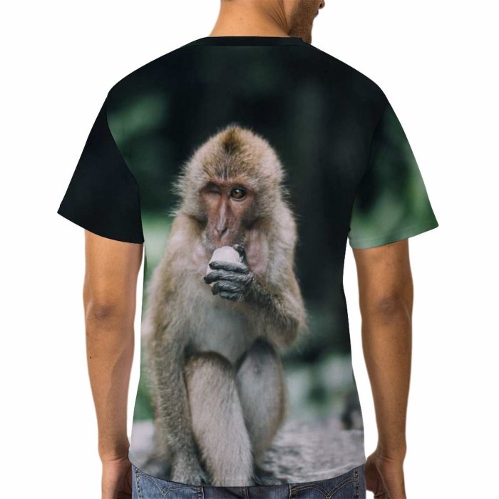 yanfind Adult Full Print T-shirts (men And Women) Wood Cute Tree Fur Monkey Hairy Outdoors Wild Wildlife Little Primate