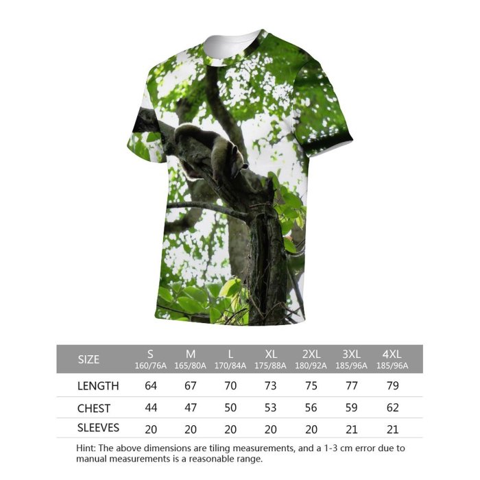 yanfind Adult Full Print T-shirts (men And Women) Wood Summer Trunk Park Leaf Tree Monkey Outdoors Hanging Branch Wildlife