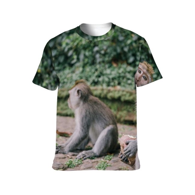 yanfind Adult Full Print T-shirts (men And Women) Wood Cute Tree Fur Baboon Monkey Wild Baby Jungle Wildlife Little