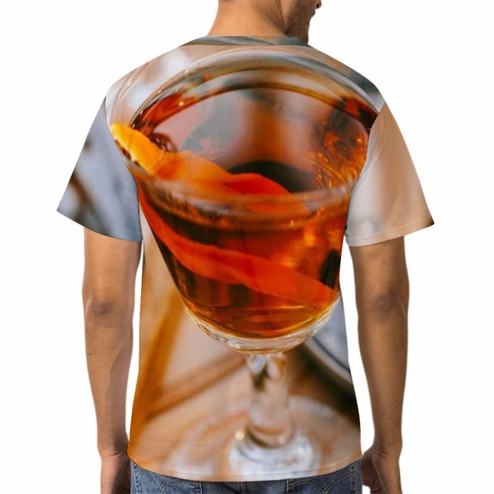 yanfind Adult Full Print T-shirts (men And Women) Wood Alcohol Bar Party Cocktail Glass Table Tea Wine Fruit Still