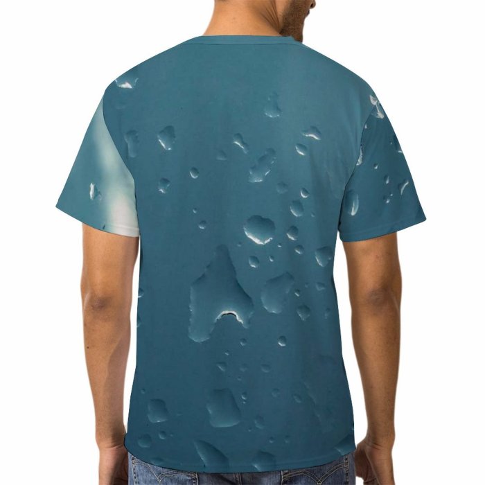 yanfind Adult Full Print T-shirts (men And Women) Rainy Dew Bubble Clean Underwater Shining Raindrop Drop Turquoise Clear