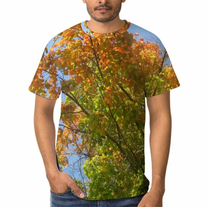 yanfind Adult Full Print Tshirts (men And Women) Leaves Tree Autumn Fall