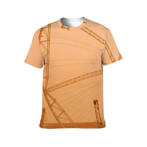 yanfind Adult Full Print T-shirts (men And Women) Sunset Construction Silhouette Architecture High Travel Ferris Wheel Outdoors Retro Sepia