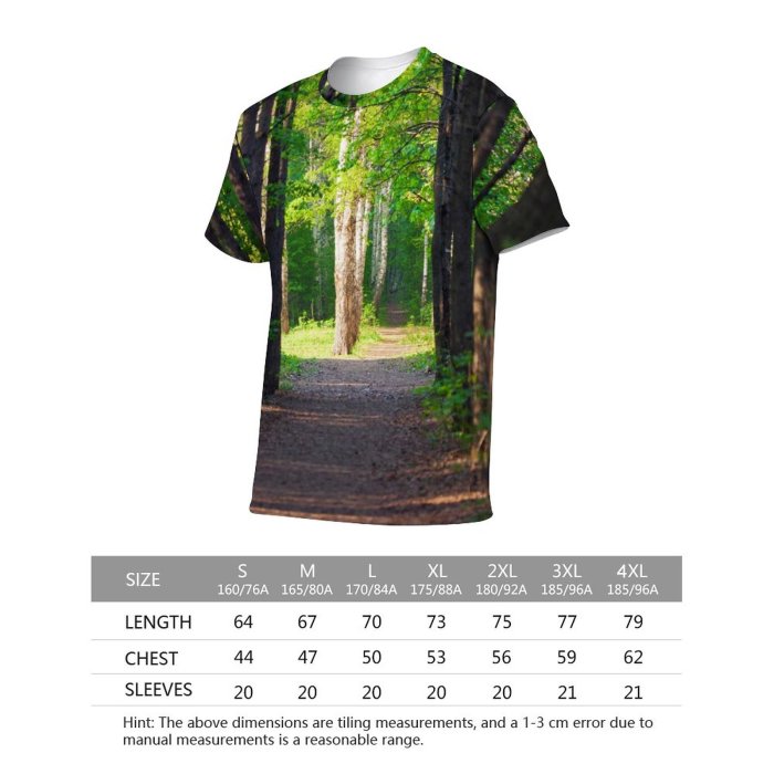 yanfind Adult Full Print Tshirts (men And Women) Alley Foliage Footpath Forest Landscape Leaves Outdoors Park Path Road Trees Walkway