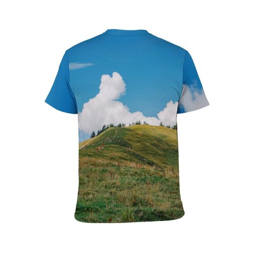 yanfind Adult Full Print T-shirts (men And Women) Landscape Countryside Hill Agriculture Farm Tree Travel Grassland Outdoors Rural Farmland Pasture