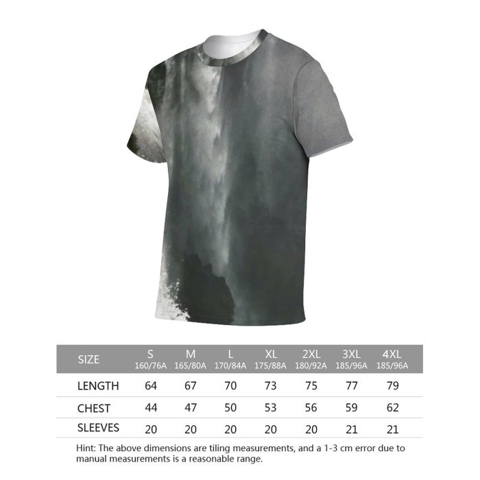 yanfind Adult Full Print T-shirts (men And Women) Wood Landscape Fog Mist Tree River Travel Motion Waterfall Rock