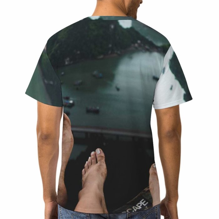 yanfind Adult Full Print T-shirts (men And Women) Light Sea Landscape Summer Vehicle Travel Seashore Rock Outdoors Recreation