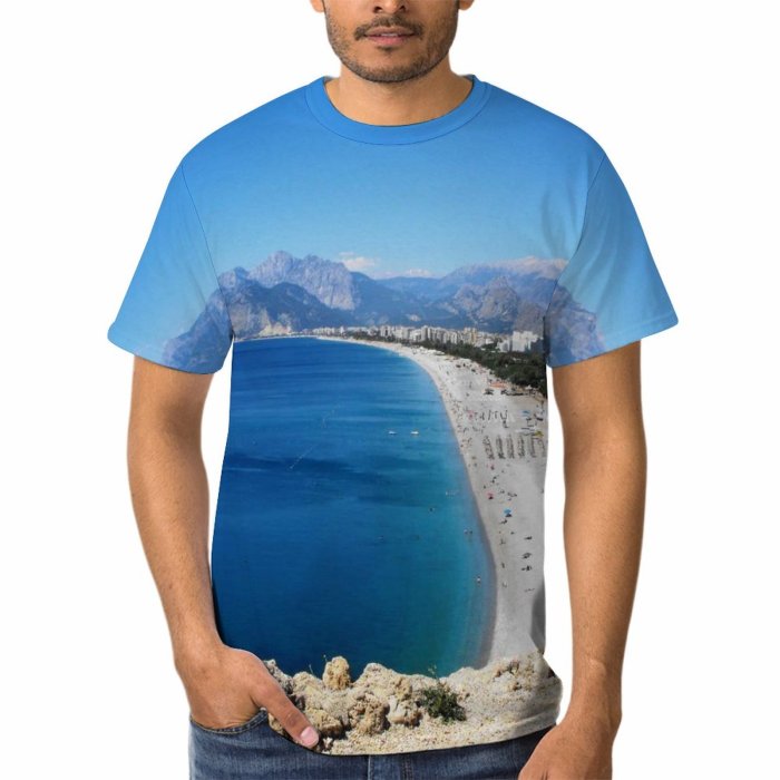 yanfind Adult Full Print Tshirts (men And Women) Antalya Mountains Taurus Beach Great Distance Landscape Sea Ocean Town Sky