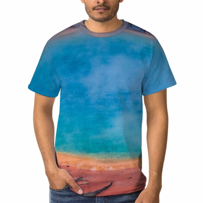 yanfind Adult Full Print T-shirts (men And Women) Landscape River Hot Travel Volcano Outdoors Spring Scenic Geothermal Eruption Geyser