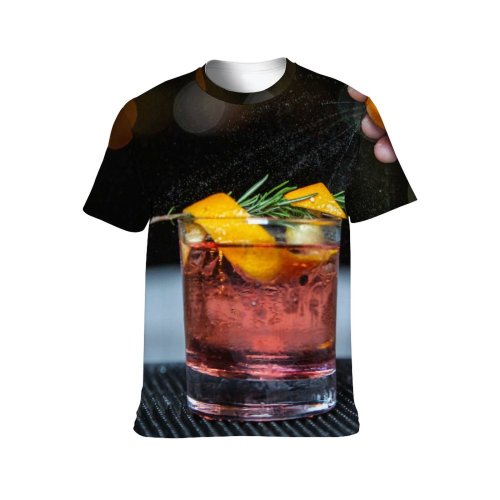 yanfind Adult Full Print T-shirts (men And Women) Party Cocktail Glass Leaf Reflection Lemon Fruit Vodka Whisky Liquor Rum