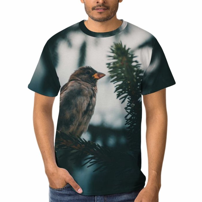 yanfind Adult Full Print T-shirts (men And Women) Snow Light Winter Tree Eagle Portrait Christmas Outdoors Wildlife Raptor Side