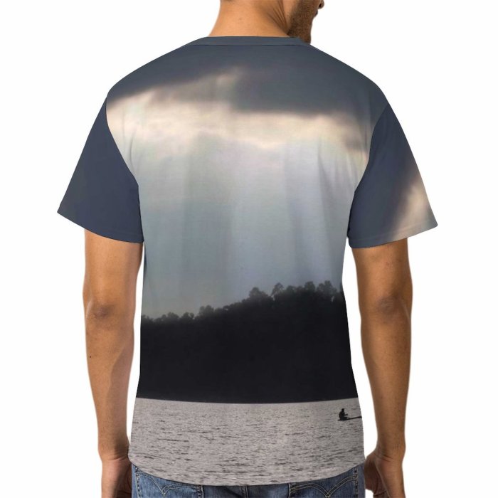 yanfind Adult Full Print T-shirts (men And Women) Light Dawn Landscape Sunset Storm Fog Lake Evening Travel Dusk Outdoors