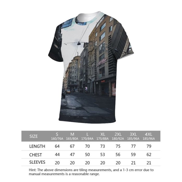 yanfind Adult Full Print T-shirts (men And Women) Light City Road Street Building Car Architecture Window Pavement Outdoors Urban Town