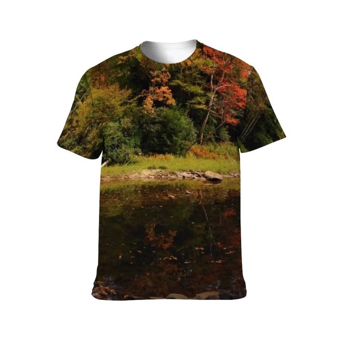 yanfind Adult Full Print Tshirts (men And Women) Fall Scenery Landscape Panorama River Trees