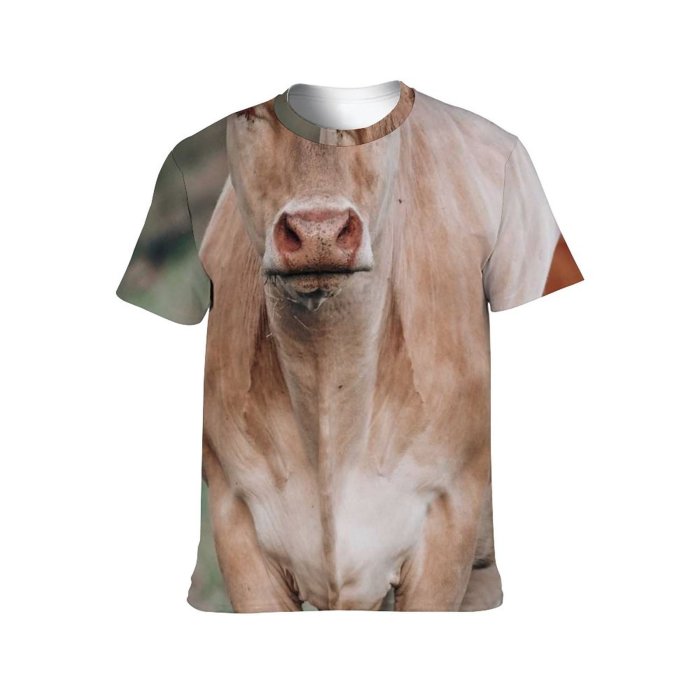 yanfind Adult Full Print T-shirts (men And Women) Field Countryside Agriculture Farm Grass Milk Cow Rural Wildlife Calf Farmland Pasture
