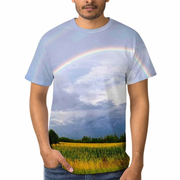 yanfind Adult Full Print T-shirts (men And Women) Landscape Field Storm Summer Agriculture Farm Grass Cloud Grassland Outdoors