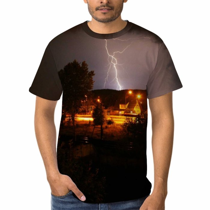 yanfind Adult Full Print Tshirts (men And Women) Storm Dark Tree Thunder Landscape Night