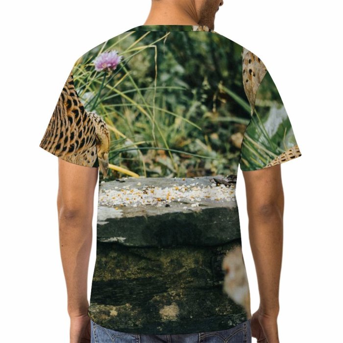 yanfind Adult Full Print T-shirts (men And Women) Grass Park Hen Outdoors Wild Hunter Beautiful Wildlife Wing Feather Biology Poultry