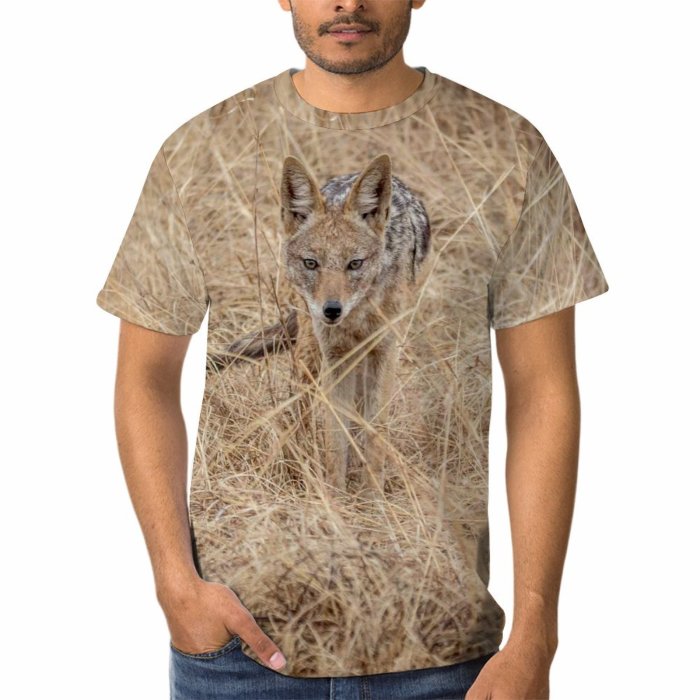 yanfind Adult Full Print T-shirts (men And Women) Wood Field Countryside Grass Fur Fall Young Fox Outdoors Wild