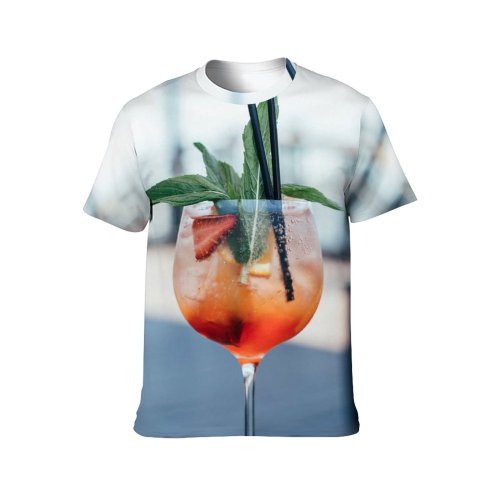 yanfind Adult Full Print T-shirts (men And Women) Summer Cocktail Glass Leaf Travel Health Outdoors Fruit Delicious Tropical Juice