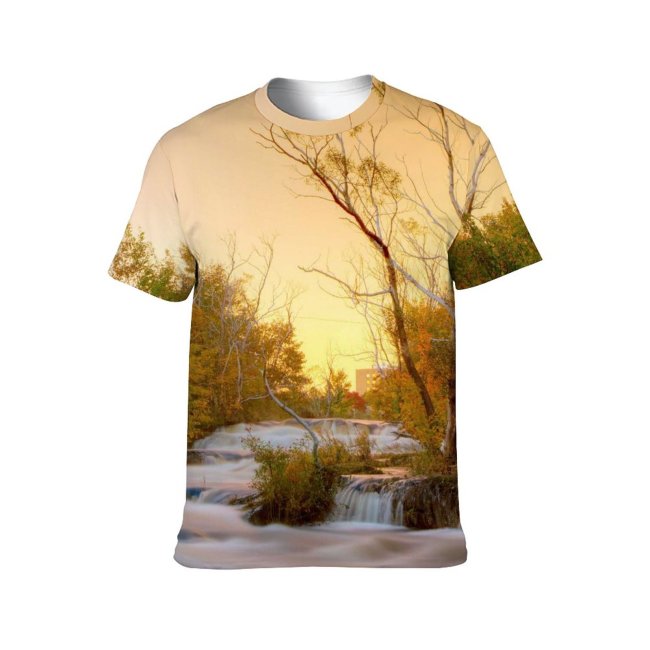 yanfind Adult Full Print Tshirts (men And Women) Autumn Beautiful Boulders Cascade Creek Exposure Fall Flow Flowing Fluid Foliage