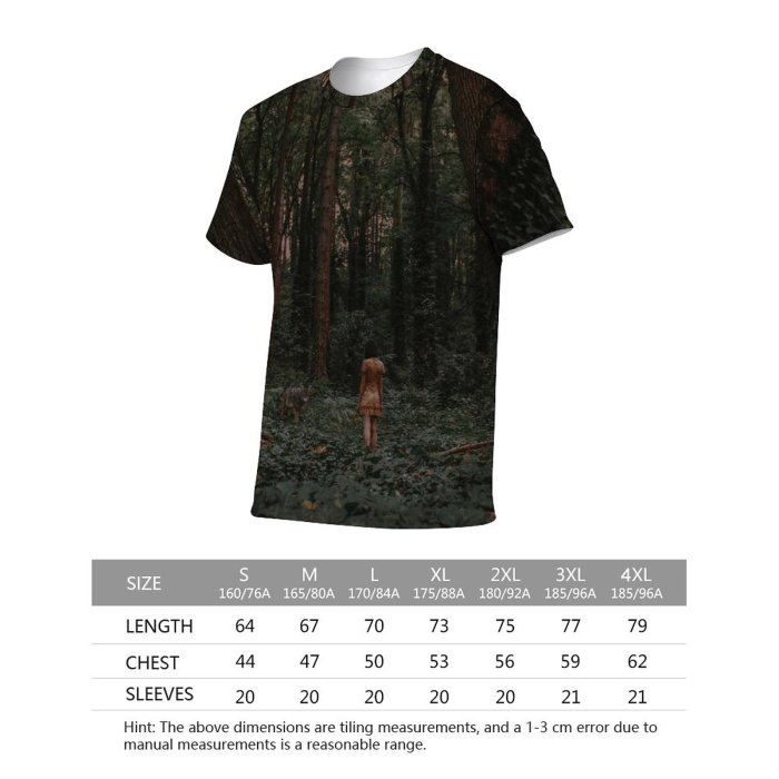 yanfind Adult Full Print T-shirts (men And Women) Wood Light Road Dawn Landscape Fog Mist Park Leaf Tree Fall