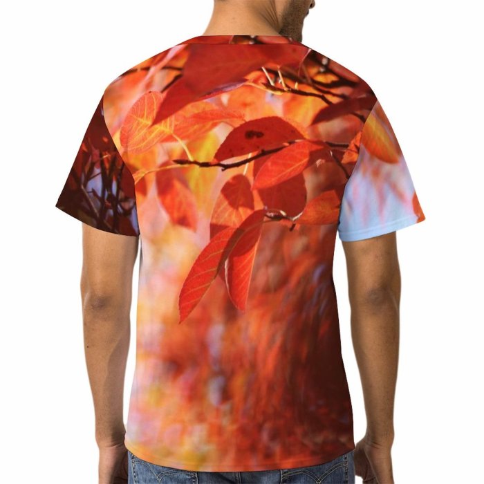 yanfind Adult Full Print Tshirts (men And Women) Leafs Autumn Sky Colorful Tree Branches Abstract Texture Soft Vivid Plants