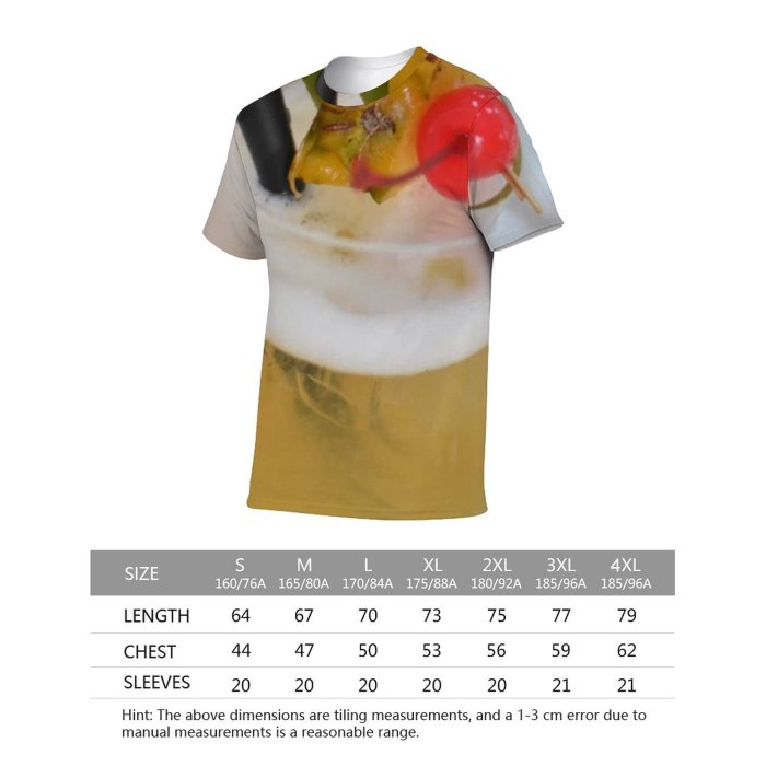 yanfind Adult Full Print T-shirts (men And Women) Summer Party Cocktail Glass Beer Sweet Health Fruit Homemade Delicious Tropical Juice