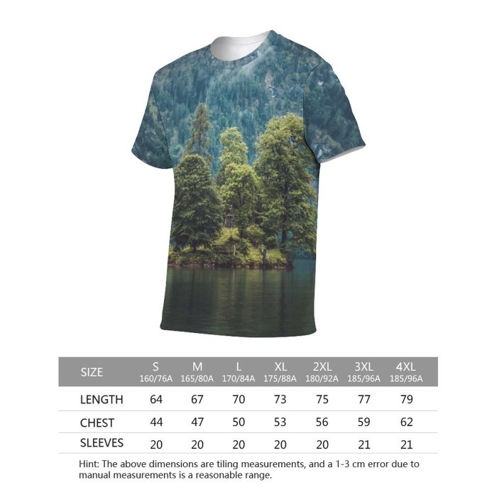 yanfind Adult Full Print T-shirts (men And Women) Wood Dawn Landscape Summer Fog Mist Lake Leaf Tree River Fall Travel