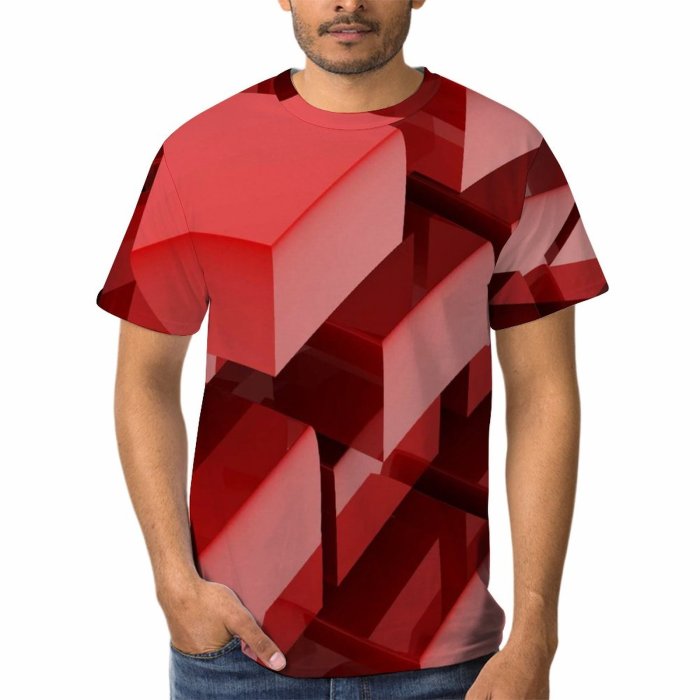 yanfind Adult Full Print T-shirts (men And Women) 3d Cubes Abstract Analyze Arrange Box Build Communications Connections Cube Depth Find