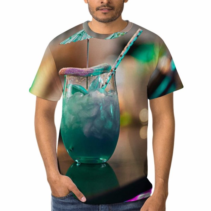 yanfind Adult Full Print T-shirts (men And Women) Summer Party Glass Christmas Nightlife Tropical Juice Sparkling Vodka Liquor