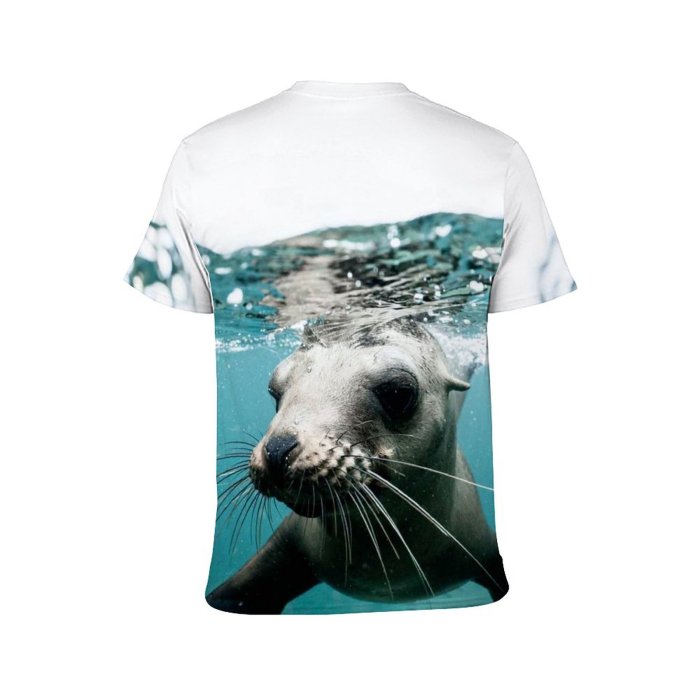 yanfind Adult Full Print T-shirts (men And Women) Portrait Fauna Habitat Marine Wildlife Ocean Sea Seal Swim Underwater Wild