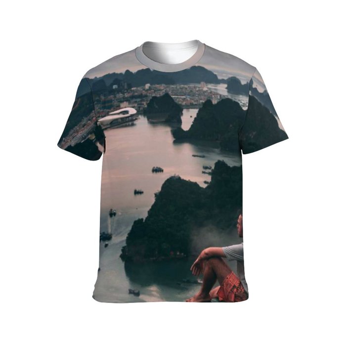 yanfind Adult Full Print T-shirts (men And Women) Sea Dawn Landscape Sunset Beach Lake Evening River Travel Reflection Outdoors